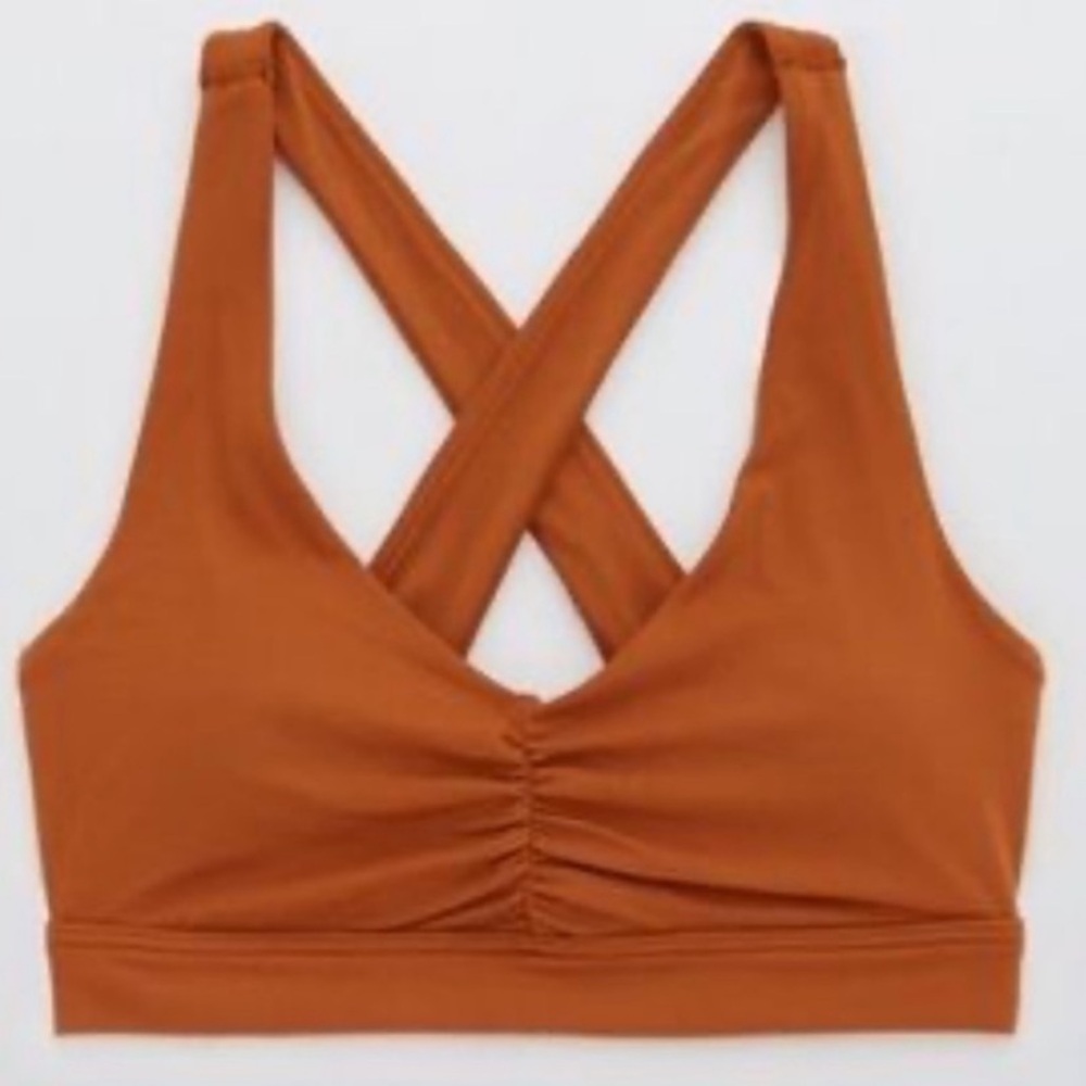 Rust Orange Cross-Back Sports Bra